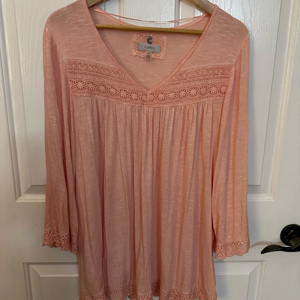 Cupio Peach Lace Trim Blouse